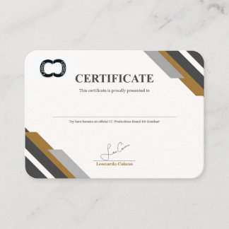CC Productions merkkitcertificaat Contactkaartje