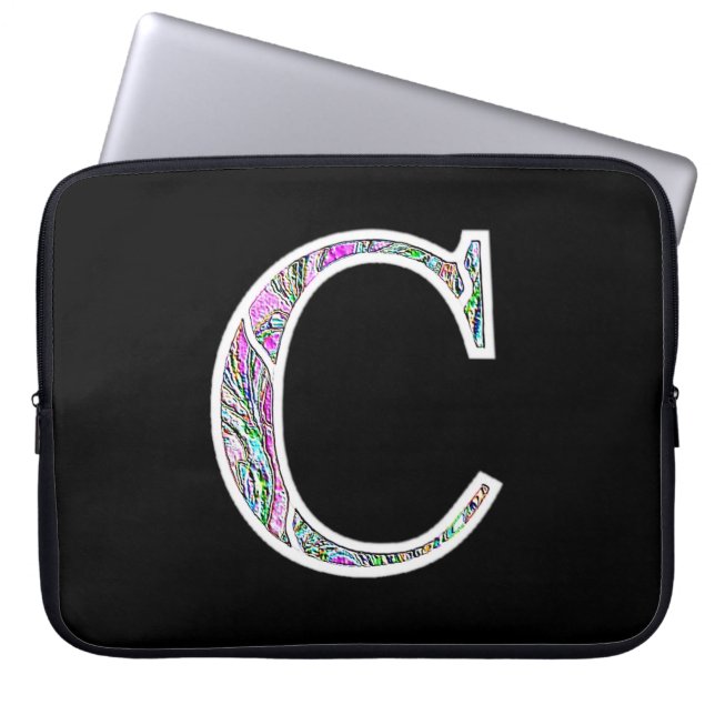 Cc verlicht monogram laptop sleeve (Voorkant)