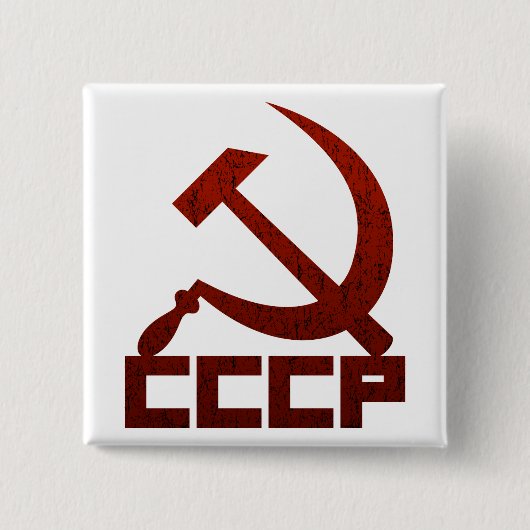 CCCP Hammer & Sickle Vierkante Button 5,1 Cm (Voorkant)