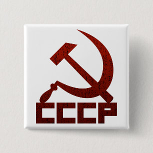 CCCP Hammer & Sickle Vierkante Button 5,1 Cm