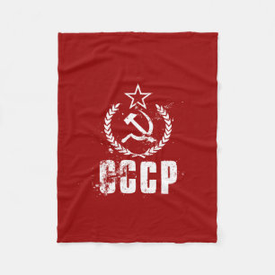 CCCP Hammer Sickle White -  vlaggenbakken Fleece Deken