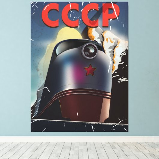 CCCP Sovjet-locomotief Poster Canvas Afdruk (Insitu (Houten vloer))