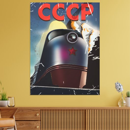 CCCP Sovjet-locomotief Poster Canvas Afdruk (Insitu (Woonkamer))