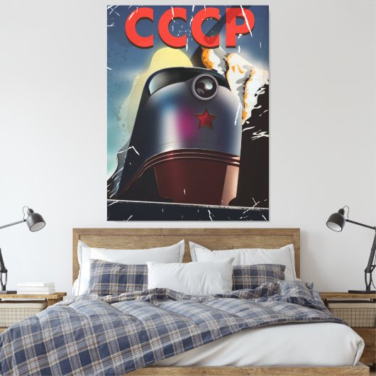 CCCP Sovjet-locomotief Poster Canvas Afdruk (Insitu (Slaapkamer))