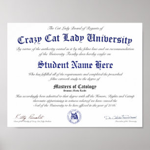CCLU Diploma - zeeslacht van de marine - Kattenpor Poster