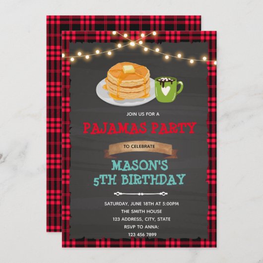 Ccrêpes de bûcheron et pyjamas Invitation (Devant / Derrière)