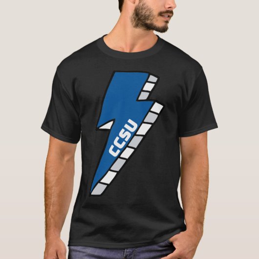 CCSU Central Connecticut State University Bliksem T-shirt (Voorkant)