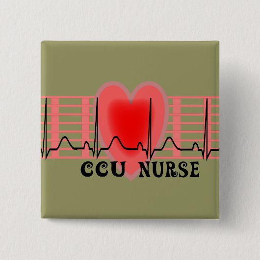 CCU Zuurcadeau Ekg papier en hartontwerp Vierkante Button 5,1 Cm (Voorkant)