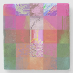 CD1FE646 Abstracte digitale glitch art rasterpatro Stenen Onderzetter