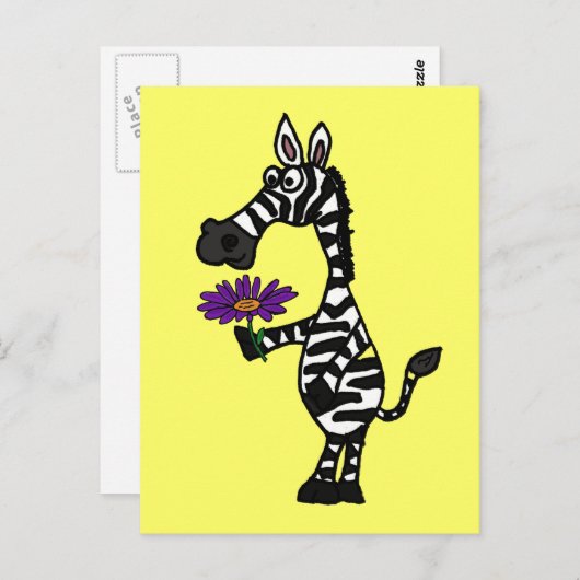 CD-Funny Zebra met Daisy Briefkaart (Voorkant / Achterkant)