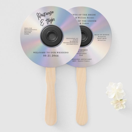 CD Themed Novelty Music Wedding  Handwaaier (Voorkant en achterkant)