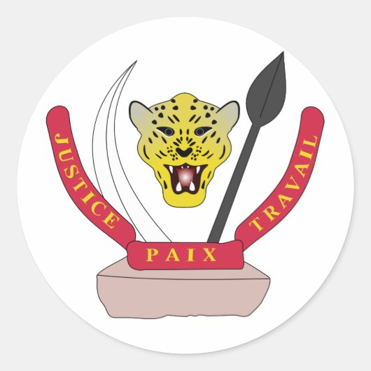 Cd Wapen van Congo Ronde Sticker (Voorkant)