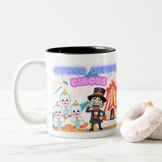 CDC - Cyber Defense Circus! Tweekleurige Koffiemok (Met donut)