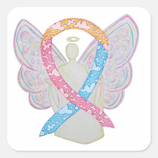 CDH Awareness Ribbon Cherub Angel Sticker Decals (Voorkant)