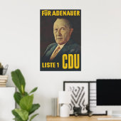 CDU Election Poster 1955 For Adenauer Konrad (Bureau à domicile)