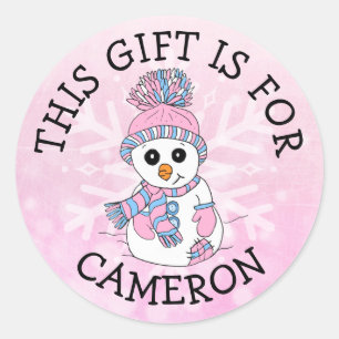 Ce cadeau est pour le nom étiquette mignon Snowman