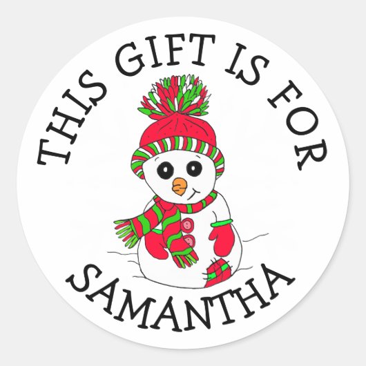 Ce cadeau est pour le nom étiquette mignon Snowman (Devant)