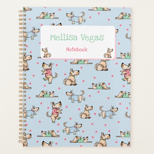 Ce chien Life Blue Planner avec nom (Devant)