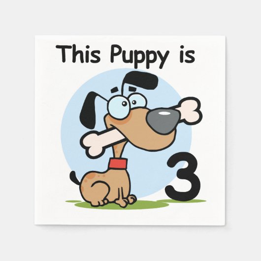 Ce Chiot est 3 serviettes en papier d'anniversaire (Devant)
