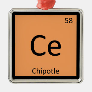 Ce - Chipotle Pepper Chemistry Periodic Table Metalen Ornament