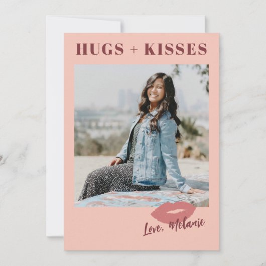 Ce Kiss Script Saint Valentin Carte photo -Blush (Devant)