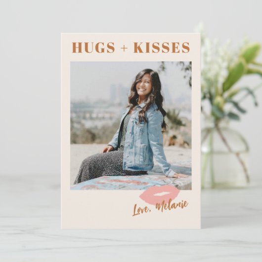 Ce Kiss Script Saint Valentin Carte photo - Peach (Debout devant)