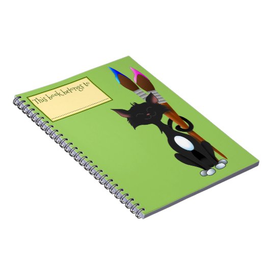 Ce Livre appartient à, Chat et pinceaux, Vert (Côté Droit)