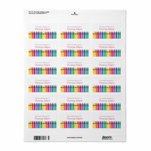 Ce livre appartient à... Personnaliser étiquette C (Feuille entière)