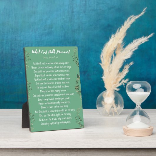 Ce que Dieu a promis (Vert clair) Plaque d'Eau (Côté)