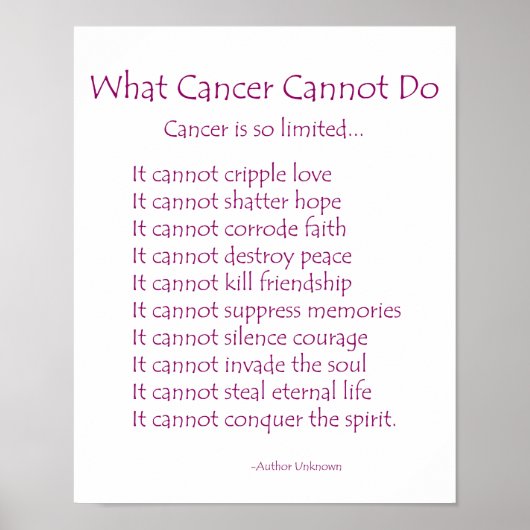 Ce que le cancer ne peut pas faire Poster Poster I (Devant)