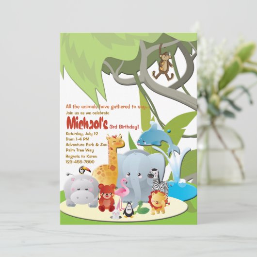 Ce que nous verrons à la Z00 Invitations de fête d (Debout devant)