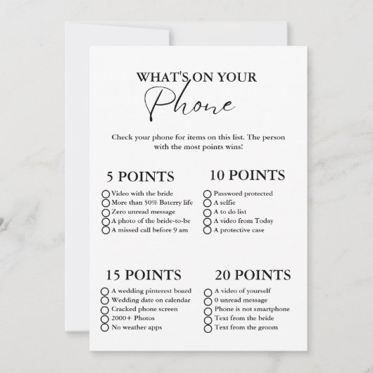 Ce qui est sur votre téléphone carte de jeu de dou (Devant)