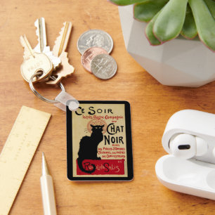 CE Soir Chat Noir Black Cat,  Art Nouveau Sleutelhanger