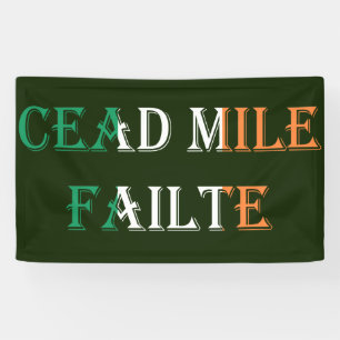 Cead Mile Failte bedekt op Ierse vlag brncnt Spandoek