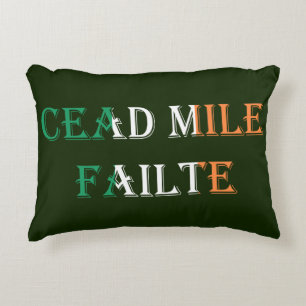 Cead Mile Failte over Irish Flag tpcn Accent Kussen