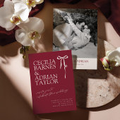 CECILIA Burgundy Wedding Invitation with Bow