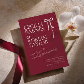 CECILIA Burgundy Wedding Invitation with Bow