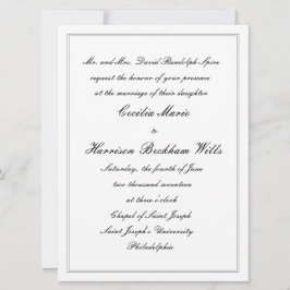 Cecilia: Traditionele bruiloft uitnodiging (zwart)