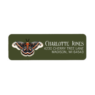 Cecropia Moth-retouradres Etiket