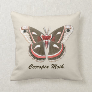 Cecropia Moth Sierkussen - Beige met tekst