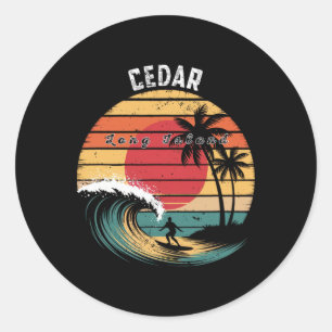 Cedar Beach Long Island Strand Surfen Ronde Sticker