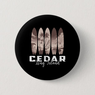 Cedar Beach Long Island Surfplank Mannen Vrouwen S Ronde Button 5,7 Cm