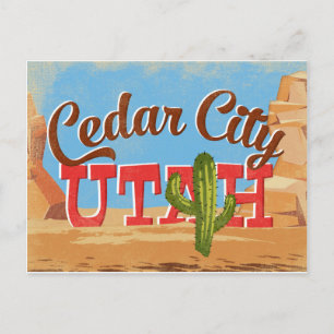 Cedar City Utah Cartoon Desert Vintage Travel Briefkaart