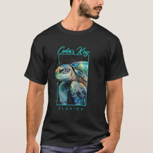 Cedar Key Florida Waterverf Zee Schildpad Portret T-shirt