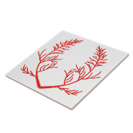 Cedar Leaves op een witte keramische Tegel Tegeltje