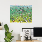 Cedar Park Texas Cartoon Map Poster (Thuiskantoor)