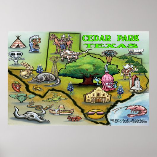 Cedar Park TEXAS Map Poster (Voorkant)