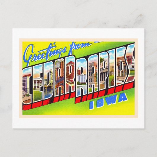 Cedar Rapids Iowa IA groot Briefkaart (Voorkant)
