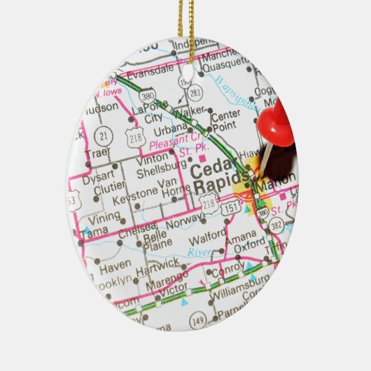 Cedar Rapids, Iowa Keramisch Ornament (Rechts)