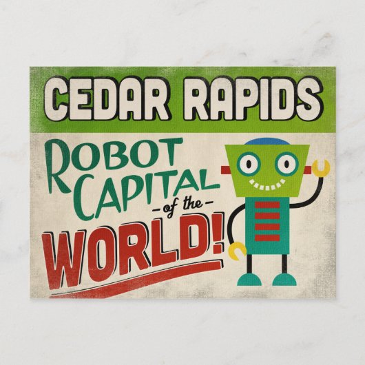 Cedar Rapids Iowa Robot - Funny  Briefkaart (Voorkant)